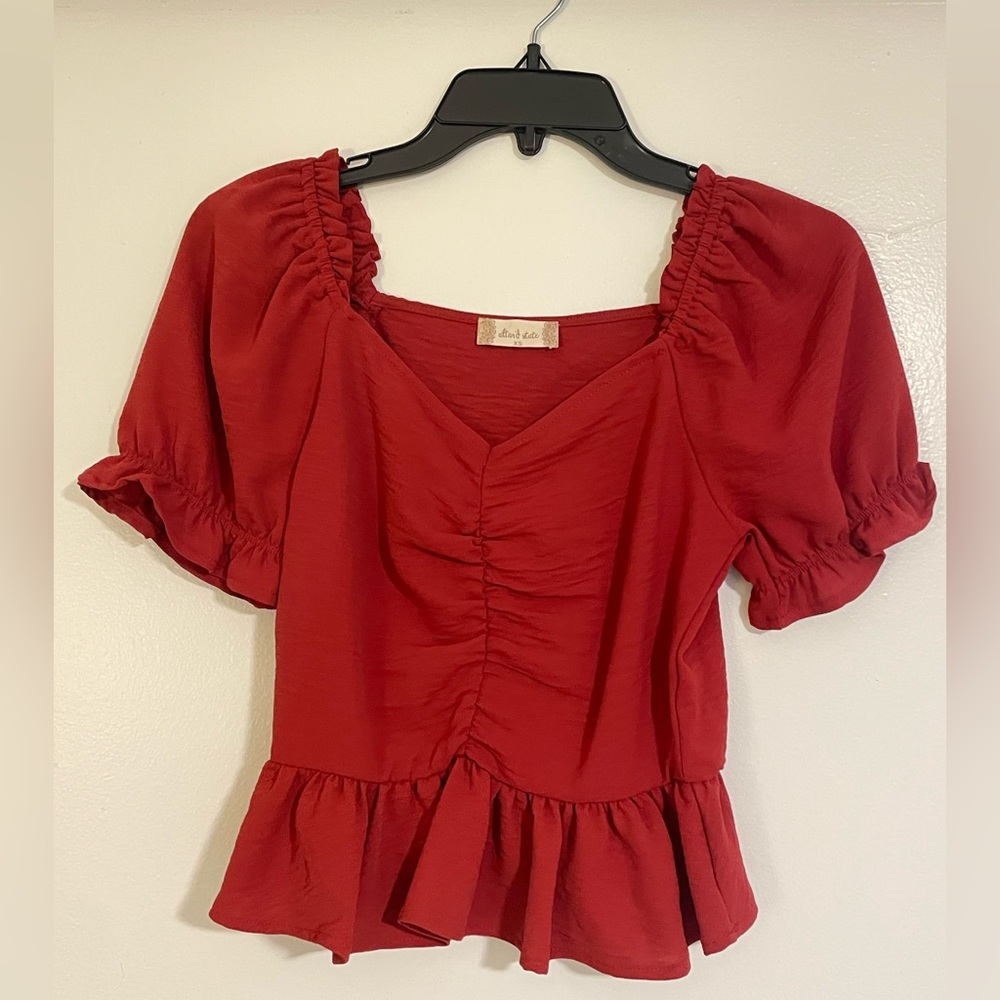 Altar'd State Ruched Puff Sleeve Crop Top